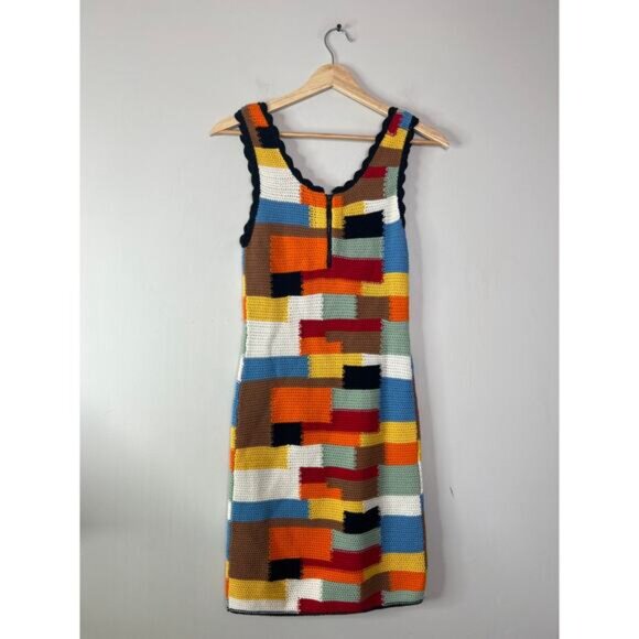 NEW Alice + Olivia Veronique Crocheted Scalloped Trim Mini Dress Multi Color - Picture 6 of 7